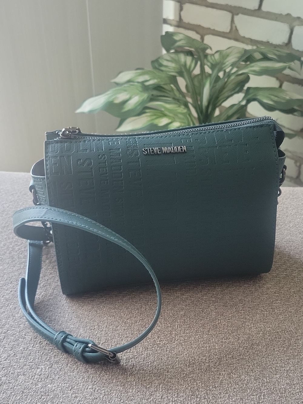 Steve Madden Forest Green Embossed Crossbody Bag